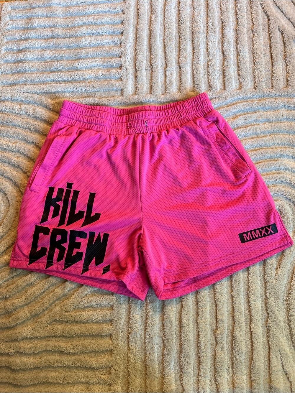 Kill Crew Bright Pink Mesh Athletic Shorts with Black Label